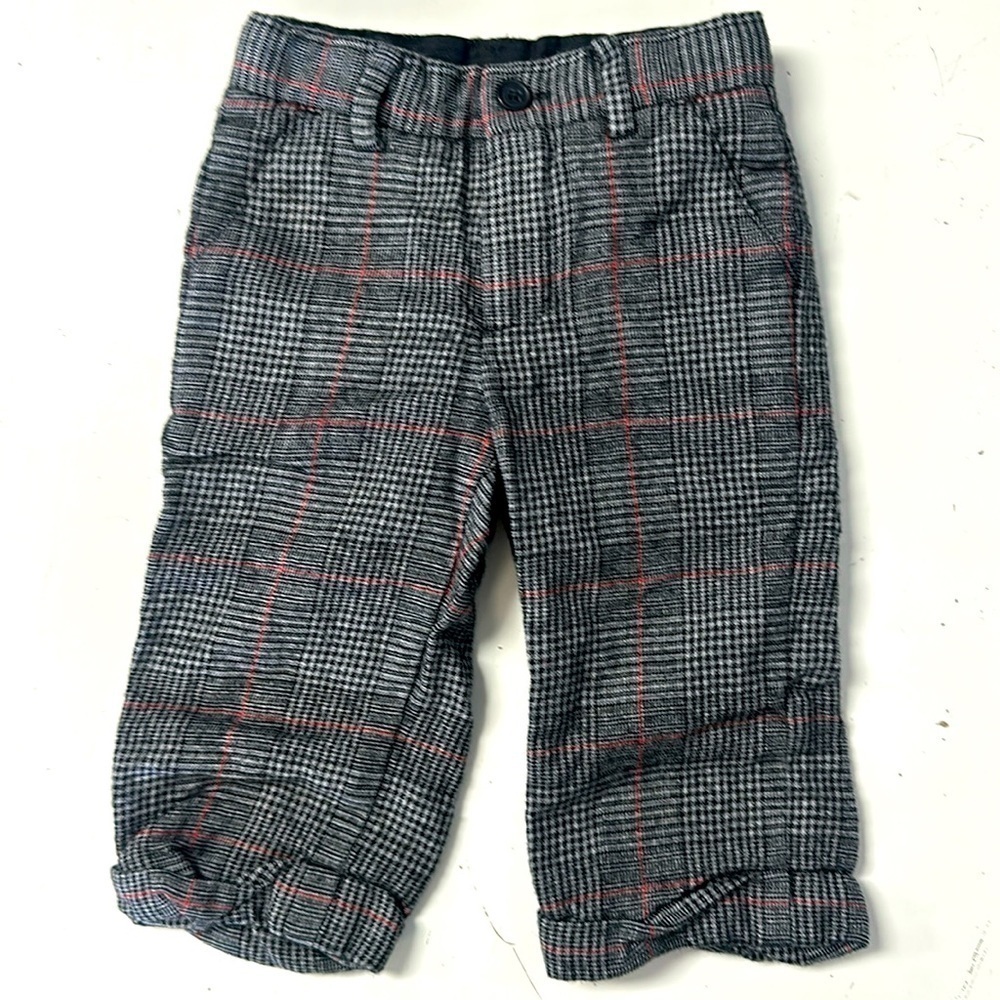 Janie and Jack Holiday Hero Wool Blend Plaid Dress Pants 12-18m